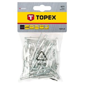 Nituri din aluminiu Topex 4.0 x 12.5 mm, 50 buc - Fixator