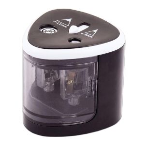 Elektromos ceruzahegyező, fekete, fa ceruzahegyező keskeny és széles ceruzákhoz, őszibarack