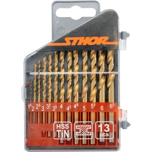 Sthor 22300 Zestaw wierteł HSS Tin, 13 sztuk, rozmiary 1.5-6.5 mm w plastikowym etui - Akcesoria do narzędzi