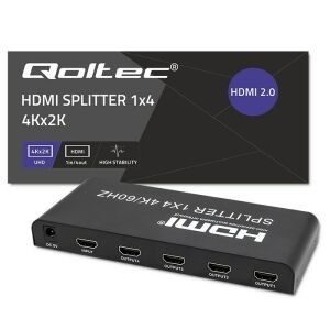 Qoltec Active Splitter Splitter 4 x HDMI 4K x 2K | 6Gbps | 60Hz | Stabilitate ridicată 133136773 - Switch-uri KVM