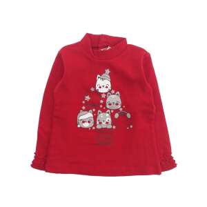 IDEXE kislány cicamintás karácsonyi piros felső - 86 42096007 Gyerek hosszú ujjú póló