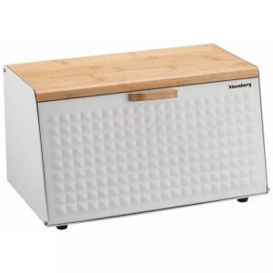 Klausberg Weißer Brotkasten mit Bambusdeckel - Brotkästen