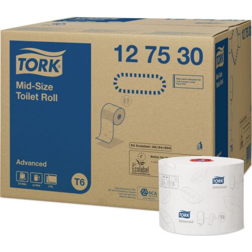 Tork Advanced 2 rétegű fehér közepes méretű toalettpapír tekercs, 27 tekercs - WC-papír