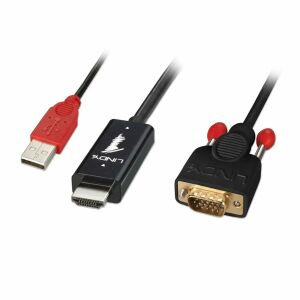Kabel Lindy HDMI - D-Sub (VGA) + USB-A 1m czarny (41455) 133148332 - Lindy Kabel HDMI