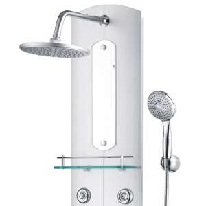 vidaXL ezüstszínű zuhanypanel esőztetővel, kézi zuhannyal, polccal és tükörrel - Zuhanyfej