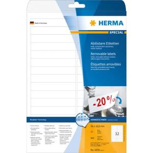 HERMA Etiketten A4 weiß 96x16,9   mm ablösbar Papier 800 St. 133158082 - Schreibwaren für das Büro