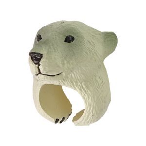 Handring Educational Animals Bear Weiß gyűrű játék, fehér medvefej dizájn - Lean Toys