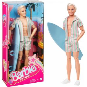 Barbie The Movie Ken Puppe von Mattel, Ryan Gosling als Ken im Surfer-Outfit mit Surfbrett - Mattel Baba