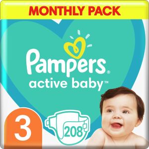 Pampers Active Baby pelenkák 3, 6-10 kg, 208 db.
