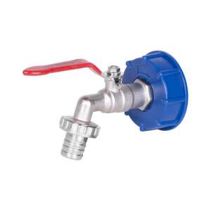 Zestaw kranów Str do zbiornika ibc 3/4"-1"+60mm plastikowy reduktor (256930)