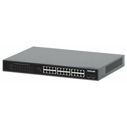 Switch Intellinet 24-Port Gigabit Ethernet PoE+ vedere unghiulară