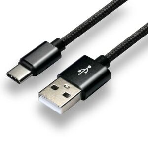 Kabel USB - USB-C everActive CBB-2CB 2m z obsługą szybkiego ładowania do 3A czarny 133181014 - Ładowarka, kabel ładowarki i inne kable