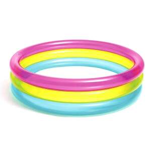 Intex Rainbow dmuchany basen dla dzieci, średnica 86 cm, wysokość 25 cm, 3 pierścienie, różowy, żółty, niebieski