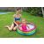 Child playing in Intex Rainbow inflatable baby pool with adult supervision