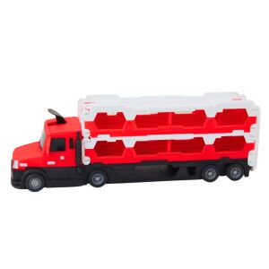 Lora 2in1 Abschleppwagen Rennstrecke Spielzeug, roter Autotransporter - Lean Toys