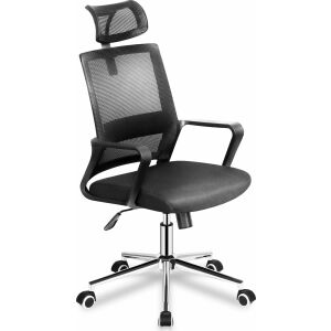 Mark Adler Manager 2.1 Schwarzer ergonomischer Bürostuhl mit Mesh-Rückenlehne und verstellbarer Kopfstütze - Bürostuhl und Schreibtische