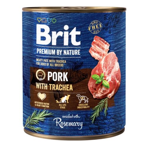Brit Premium by Nature Pork & Trachea nedves kutyaeledel, 800g-os konzerv