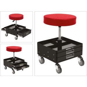 Műhelyszék fiókokkal, Yato, acél, piros/fekete