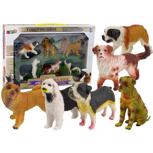 Set figurine câini de rasă pură, 6 bucăți, Famous Dog Series, figurine jucărie rase de câini