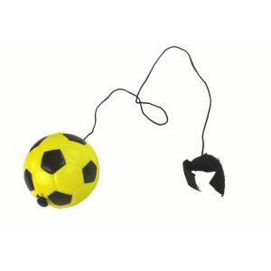 Sárga és fekete foci labda gumiszalaggal és radírral pattogtatáshoz - Pattogó labda