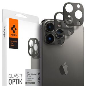 2x Szkło na aparat obiektyw osłona Spigen Optik.TR Camera Protector do iPhone 13 Pro/ 13 Pro Max Graphite 132880379 - Sport telefontok