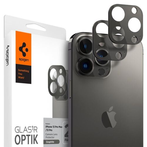 2x Szkło na aparat obiektyw osłona Spigen Optik.TR Camera Protector do iPhone 13 Pro/ 13 Pro Max Graphite 132880379