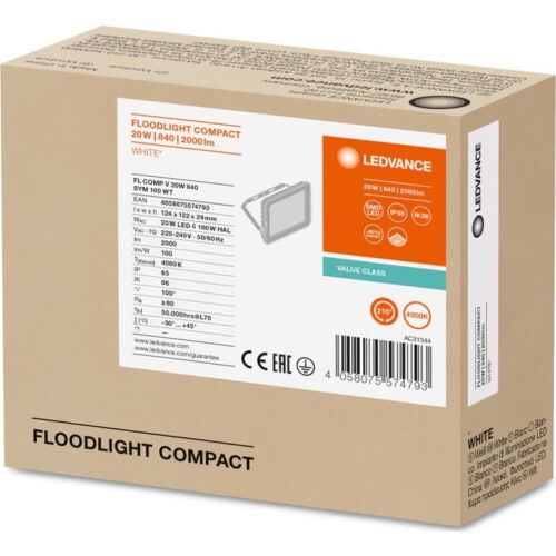 Naświetlacz Ledvance Projektor LED FLOOD COMPACT V 20W 840 SYM 100 WT 4058075574793 133203033