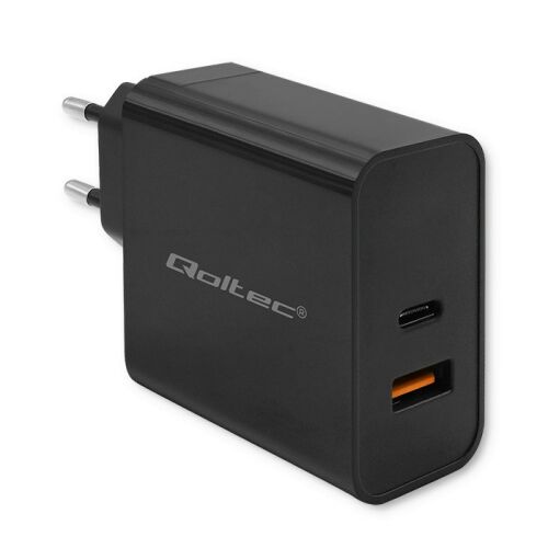 Qoltec Super Quick PD töltő | 1xUSB-C | 1xUSB | 90W | 5-20 V | 2,4-4,35A | Fekete 133208351