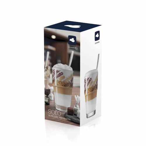 Leonardo Solo Latte Gläser Set mit 2 Löffeln - Kartonverpackung