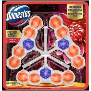 DOMESTOS Kostka toaletowa Aroma Lux Dahlia Flower & Dragonfruit 3 x 55 g 136181785 - Odświeżacz do toalet