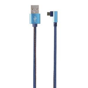 Cablu USB 2.0 - microUSB 1m împletitură textilă conector unghiular Gembird - Cabluri de date