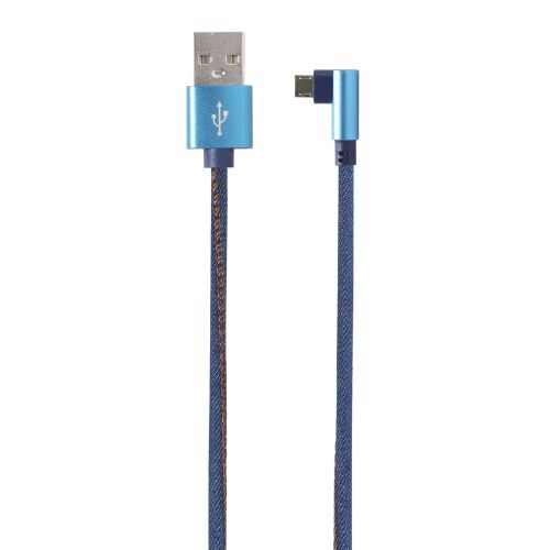 Cablu USB 2.0 - microUSB 1m împletitură textilă conector unghiular Gembird