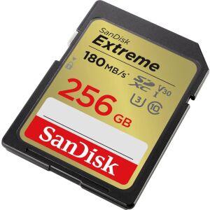 Schräge Ansicht der SanDisk Extreme 256GB SD-Karte - SanDisk