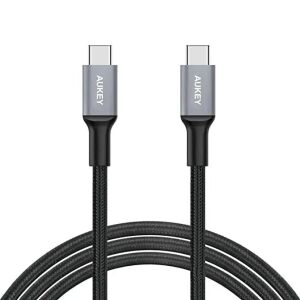 Aukey USB-C - USB-C kábel, 2m, fekete, fonott nylon - Aukey