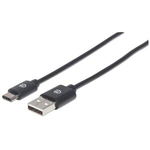 Cablu Manhattan USB-A la USB-C 1m - Negru - Manhattan