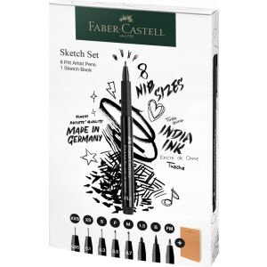 FABER-CASTELL Set Pitt Artist Pen + Sketchbook 132910312 - Zeichengeräte