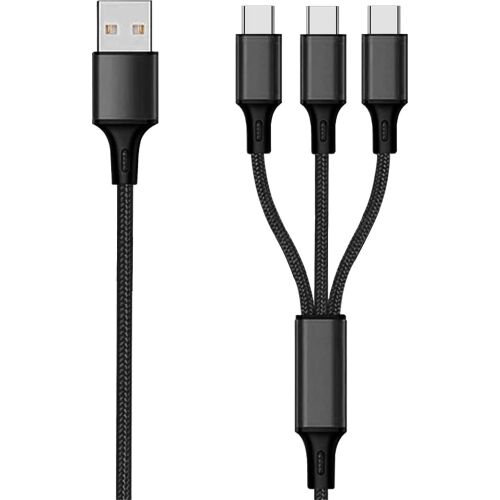2GO 3in1 USB Ladekabel USB Type-C Nylon  1,5m   schwarz 133224925