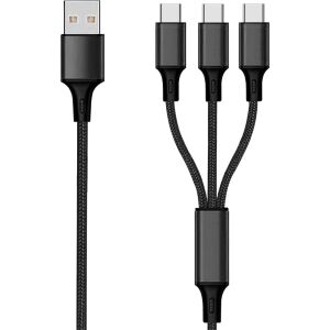 Kabel USB 2GO USB-A - 3x USB-C 1.5 m Czarny (797156) 133224925 - Kabel USB