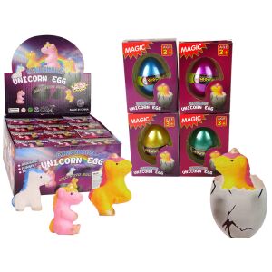AST. Rastúce vajíčko jednorožca, súprava hračiek, 12 kusov, 6 cm, 4 farby - Lean Toys