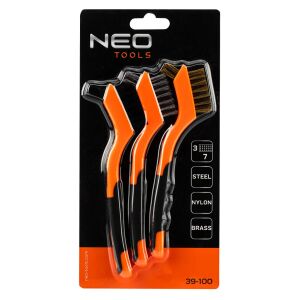 Neo drótkefék (3 db-os drótkefe készlet, 3x7 sor (Kefék acélból, nejlonból és sárgaréz huzalból. Az ecset úgy van profilozva, hogy növelje a tisztítási hatékonyságot.))