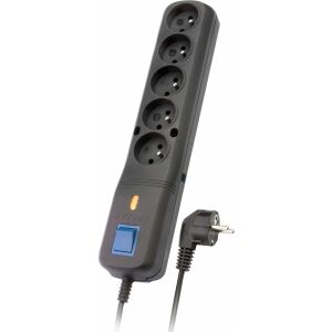 Lestar LVT-530WA Überspannungsschutz-Steckdosenleiste, 5 Steckdosen, 5m Kabel, schwarz - Lestar