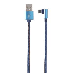 Cablu USB-C GEMBIRD Premium jeans denim, 1m albastru, conector in unghi - Cabluri de date