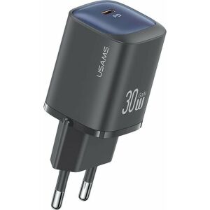 USAMS 30W GaN USB-C Schnellladegerät, Schwarz - USAMS Ladegeräte für Telefone