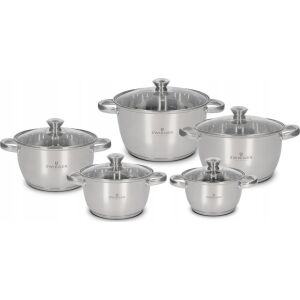 Zwieger Rocca 10-teiliges Edelstahl-Kochgeschirr-Set mit Glasdeckeln - Zwieger