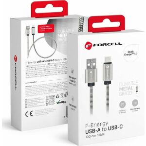 FORCELL kabel USB Typ C 2.0 2,4A Metal C234 1m srebrny 133247730 - Kabel USB