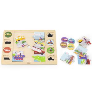 VIGA Holzpuzzle Guess by the Shadow — Transportmittel-Puzzle, 17-tlg. 133257283 - Schaukelpferde, Schaukeltiere und Entwicklungsspiele für Kinder im Kindergartenalter