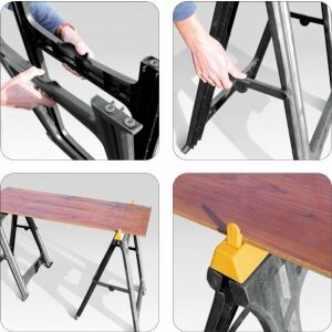 VOREL Kunststoff Su00e4gebock 2er Set, faltbar und leicht fu00fcr einfachen Transport und Lagerung, max. Belastung 75 kg pro Stu00fcck - Werkzeug für Maurer und Fliesenleger