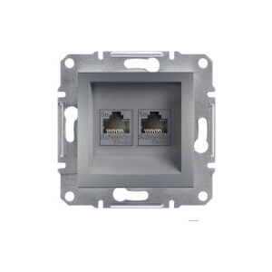 Schneider Electric Gniazdo komputerowe Asfora 2 x RJ45 kat. 5e UTP bez ramki stal (EPH4400162) 133260669 - Pomoc w instalacji elektrycznej