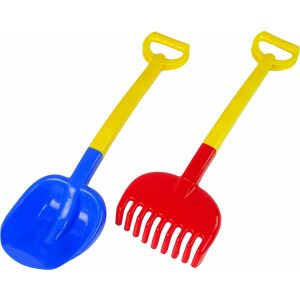 Set de nisip în două tonuri cu lopată mare albastră și greblă roșie - Sport și agrement
