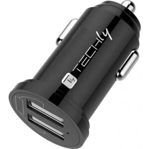 TECHLY Mini autós töltő 2 USB-A port 24W/4.8A fekete 133266000 - Autós töltő